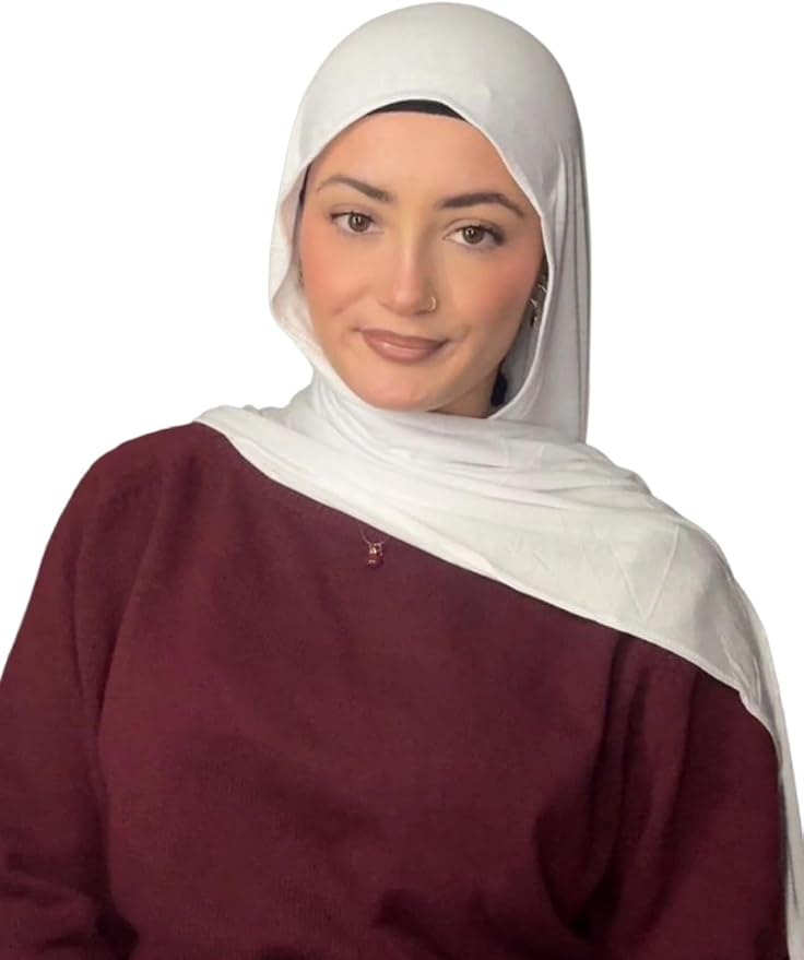 Jersey Hijab for Women, Single Stitched, Lightweight Breathable Stretch Jersey Scarf, Soft Comfortable Modest Head Scarf for Everyday Wear, 180 x 70 cm