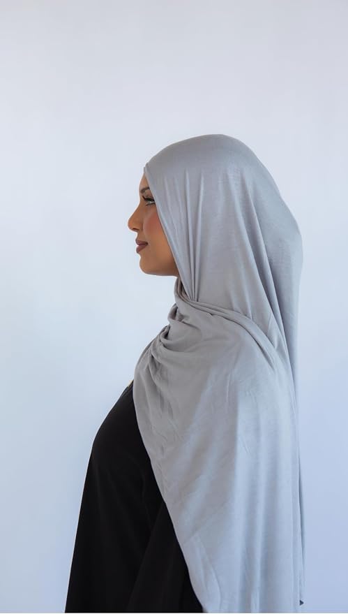 Jersey Hijab for Women, Single Stitched, Lightweight Breathable Stretch Jersey Scarf, Soft Comfortable Modest Head Scarf for Everyday Wear, 180 x 70 cm