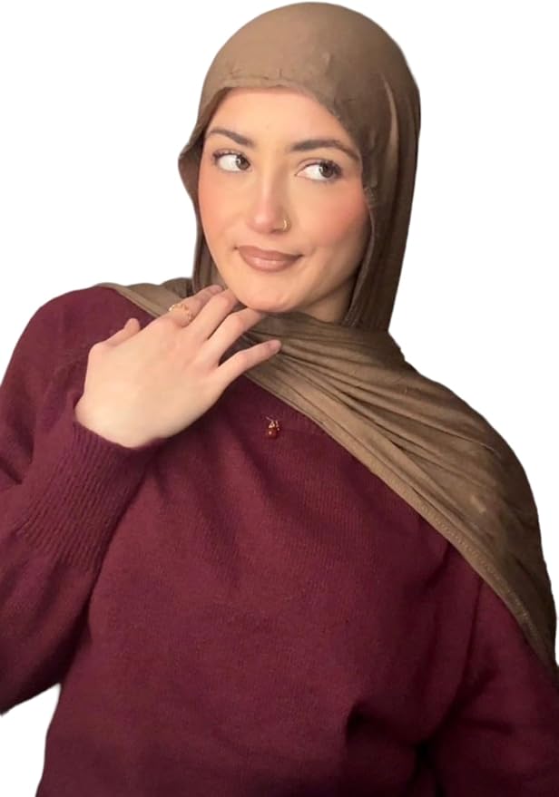 Jersey Hijab for Women, Single Stitched, Lightweight Breathable Stretch Jersey Scarf, Soft Comfortable Modest Head Scarf for Everyday Wear, 180 x 70 cm
