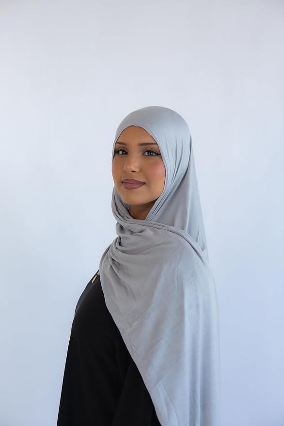Jersey Hijab for Women, Single Stitched, Lightweight Breathable Stretch Jersey Scarf, Soft Comfortable Modest Head Scarf for Everyday Wear, 180 x 70 cm